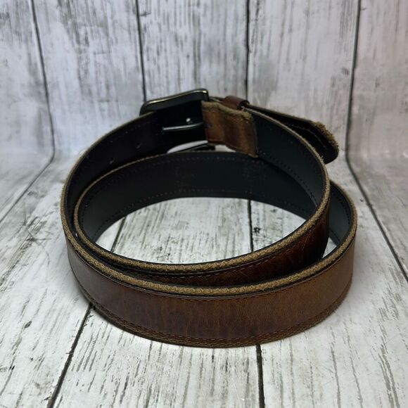 Men's BILL ADLER Belt Brown Leather Canvas Trim  Size 40 - Picture 4 of 8